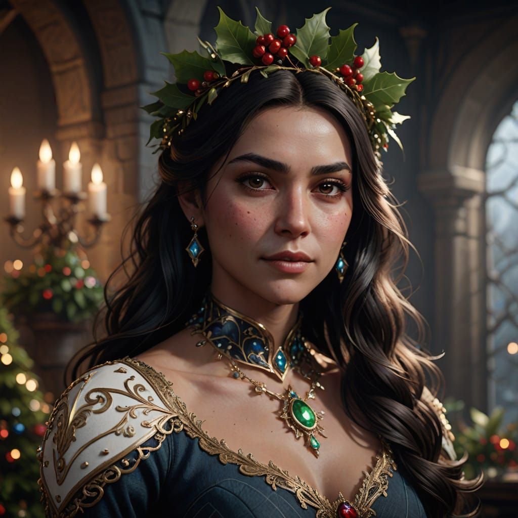 A portrait of Maria Jose on the Christmas day.