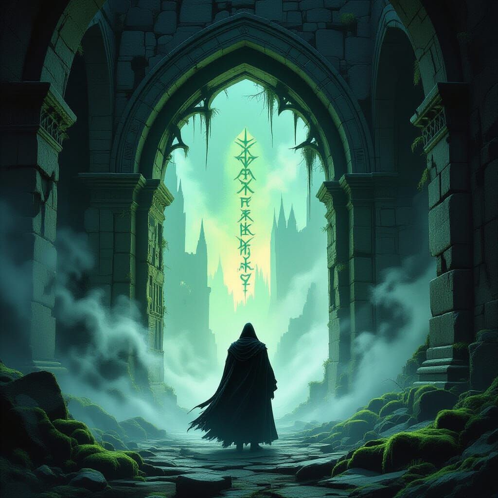 Mysterious Wizard at Glowing Rune Archway