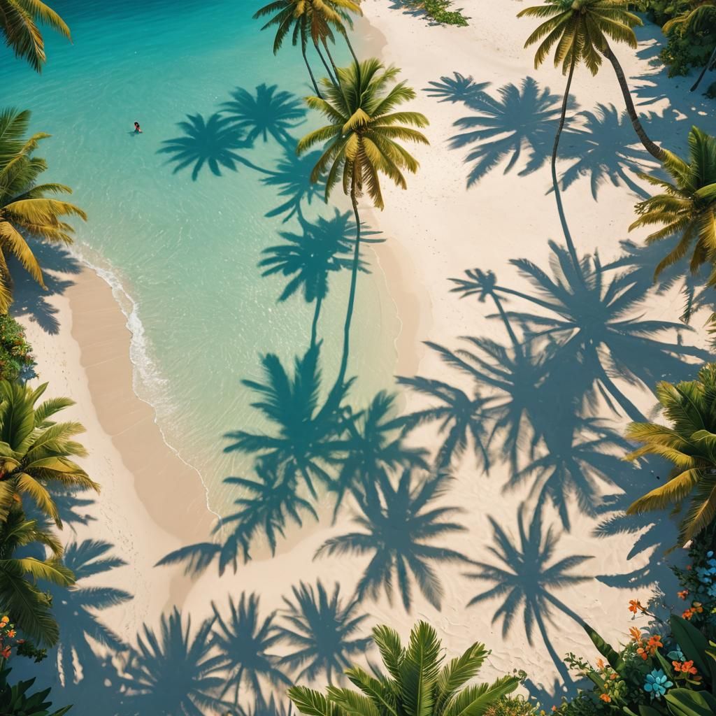 Tropical Beach Paradise: A Digital Painting Masterpiece