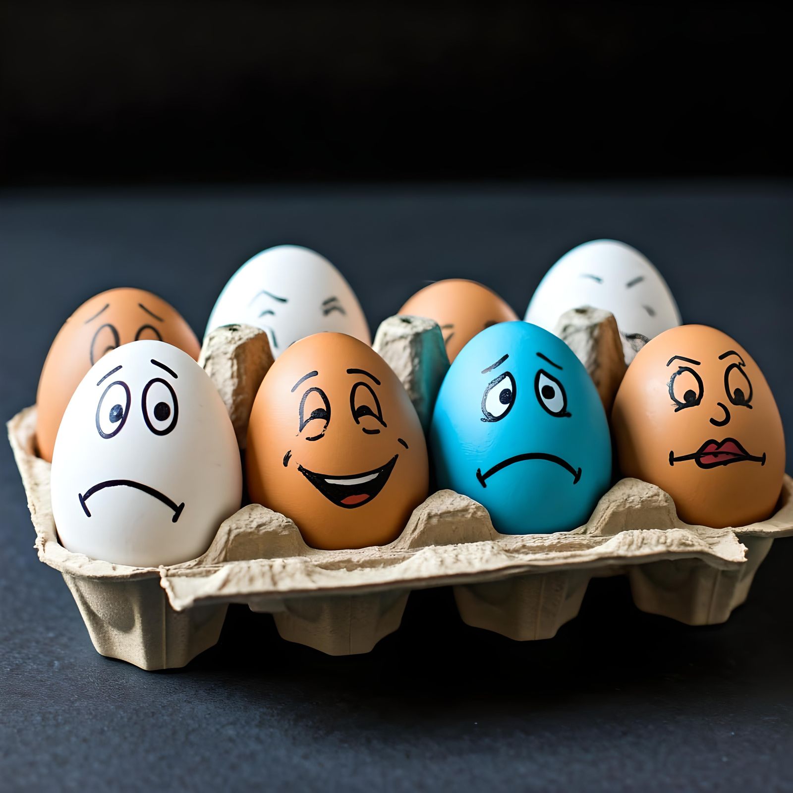 Playful Cartoon Eggs with Facial Expressions