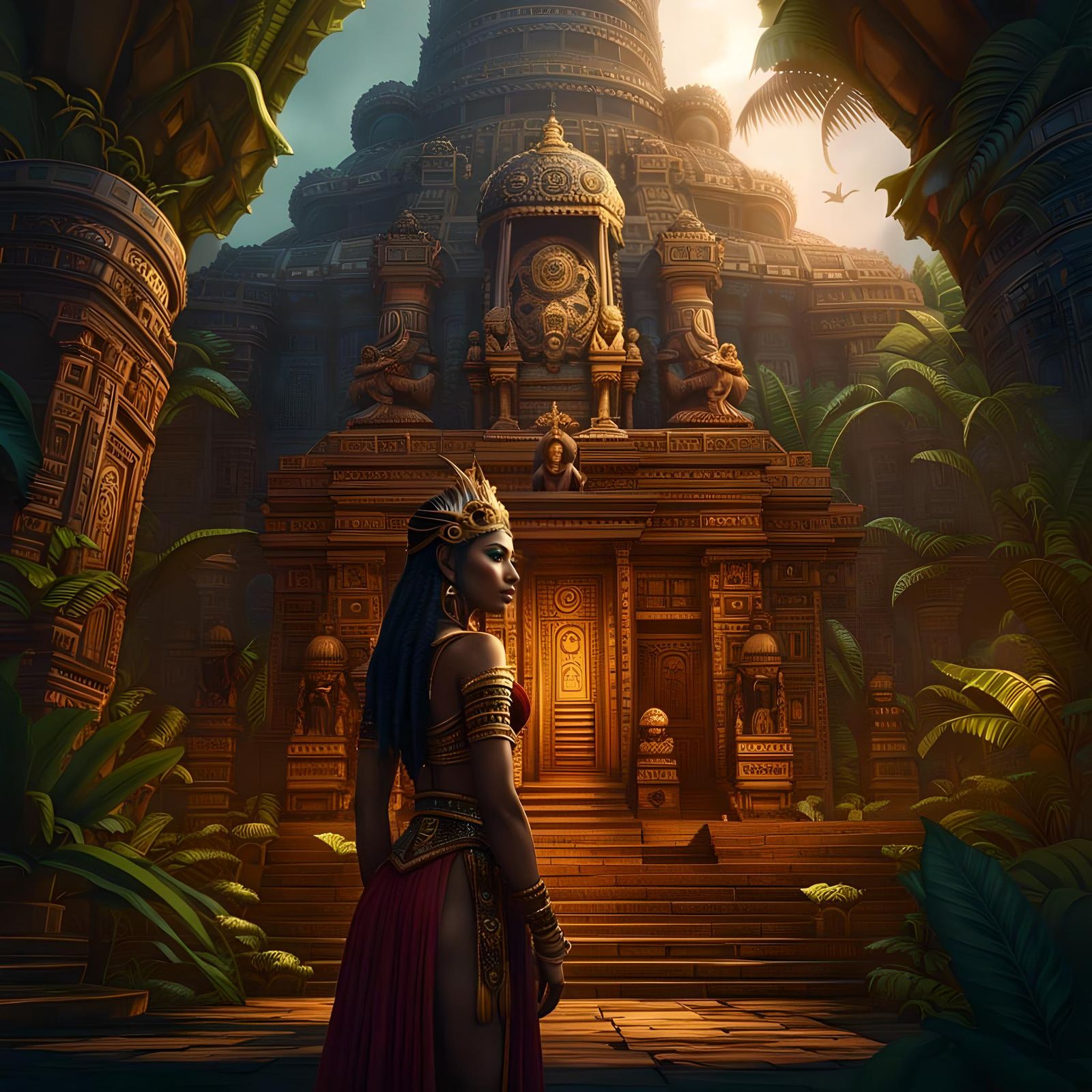 Goddess in Jungle Temple: Digital Matte Painting