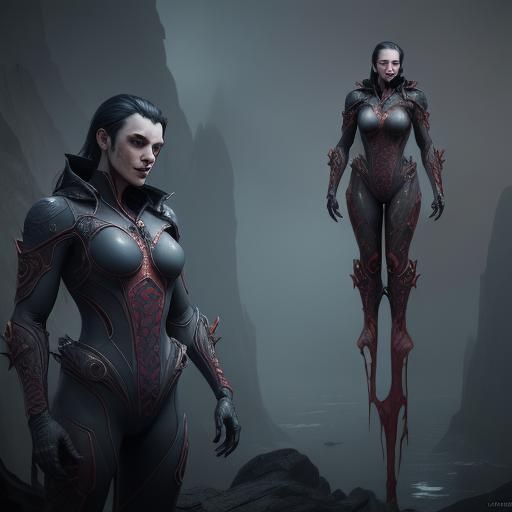 Vampire in Diving Suit: Detailed Matte Painting