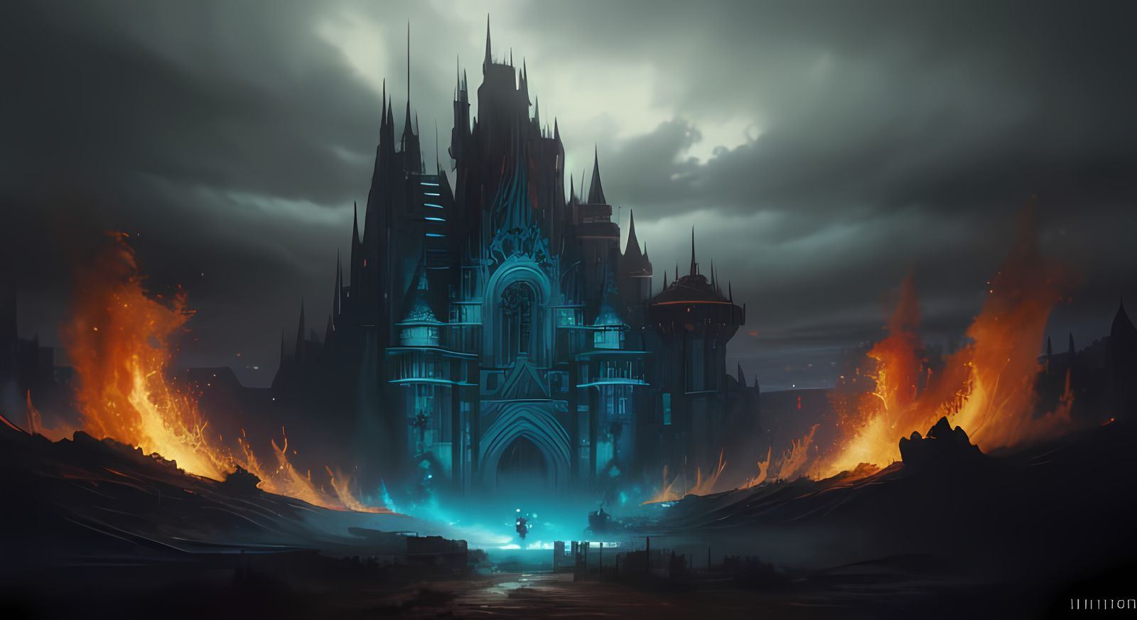 Nostalgic Bonfire in Dark Fantasy Style