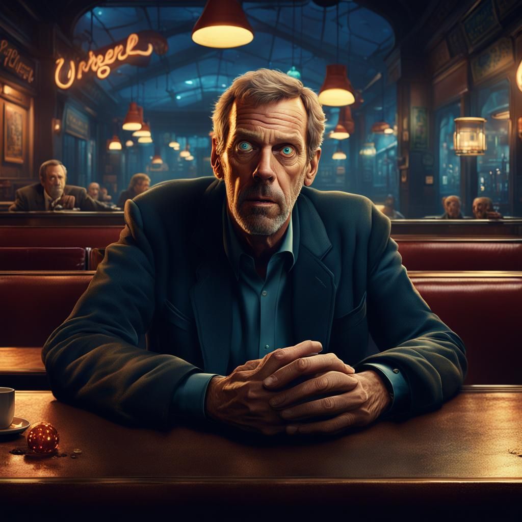 Hugh Laurie in Diner with Glowing Orb