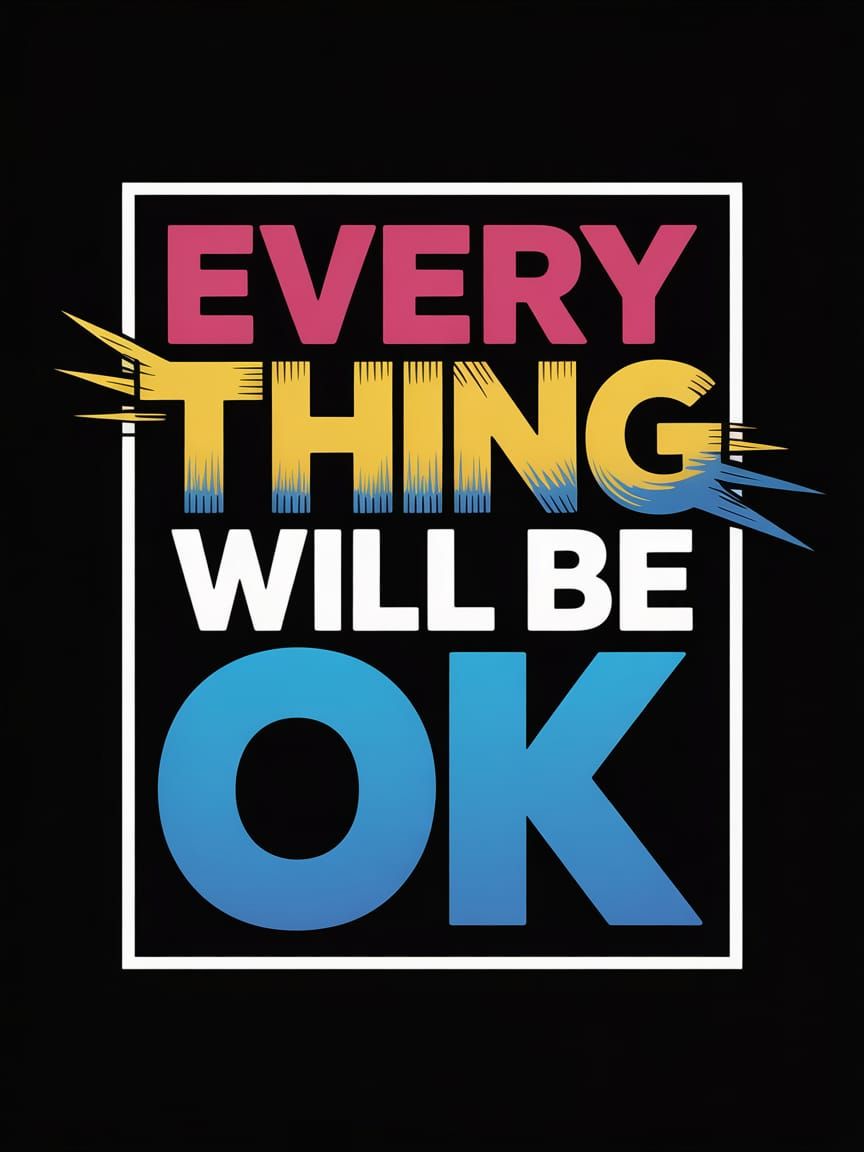Bold 'EVERYTHING WILL BE OK' Square Graphic Design