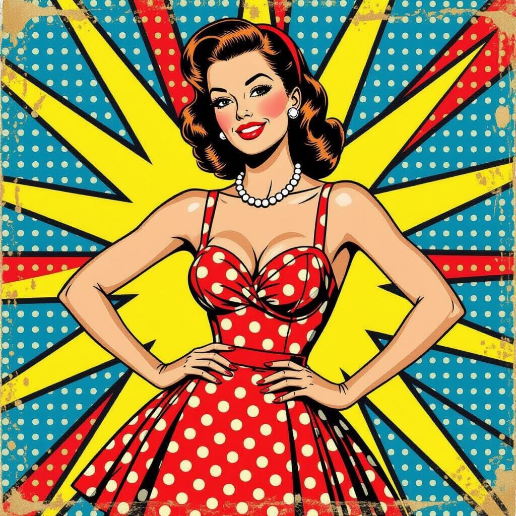 Pop Art Pin-Up Girl in Lichtenstein Style