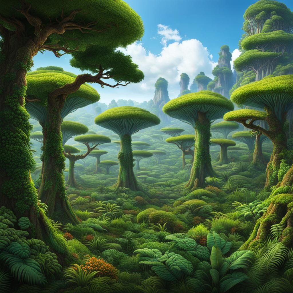 Continent-Wide Megaflora Forest Landscape