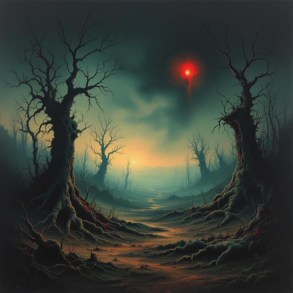 Surreal Landscape Painting With Dark, Brooding Colors