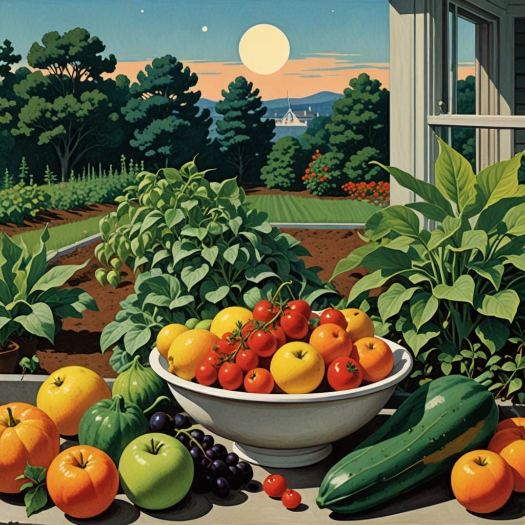 Whimsical Moonlit Garden Scene