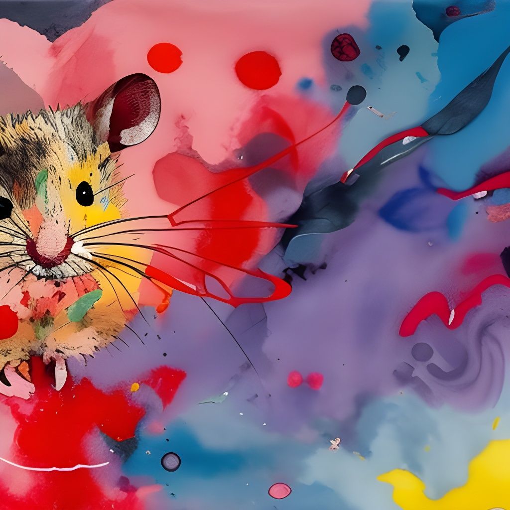 Marbled Rat with Splashes in Children's Illustration Style