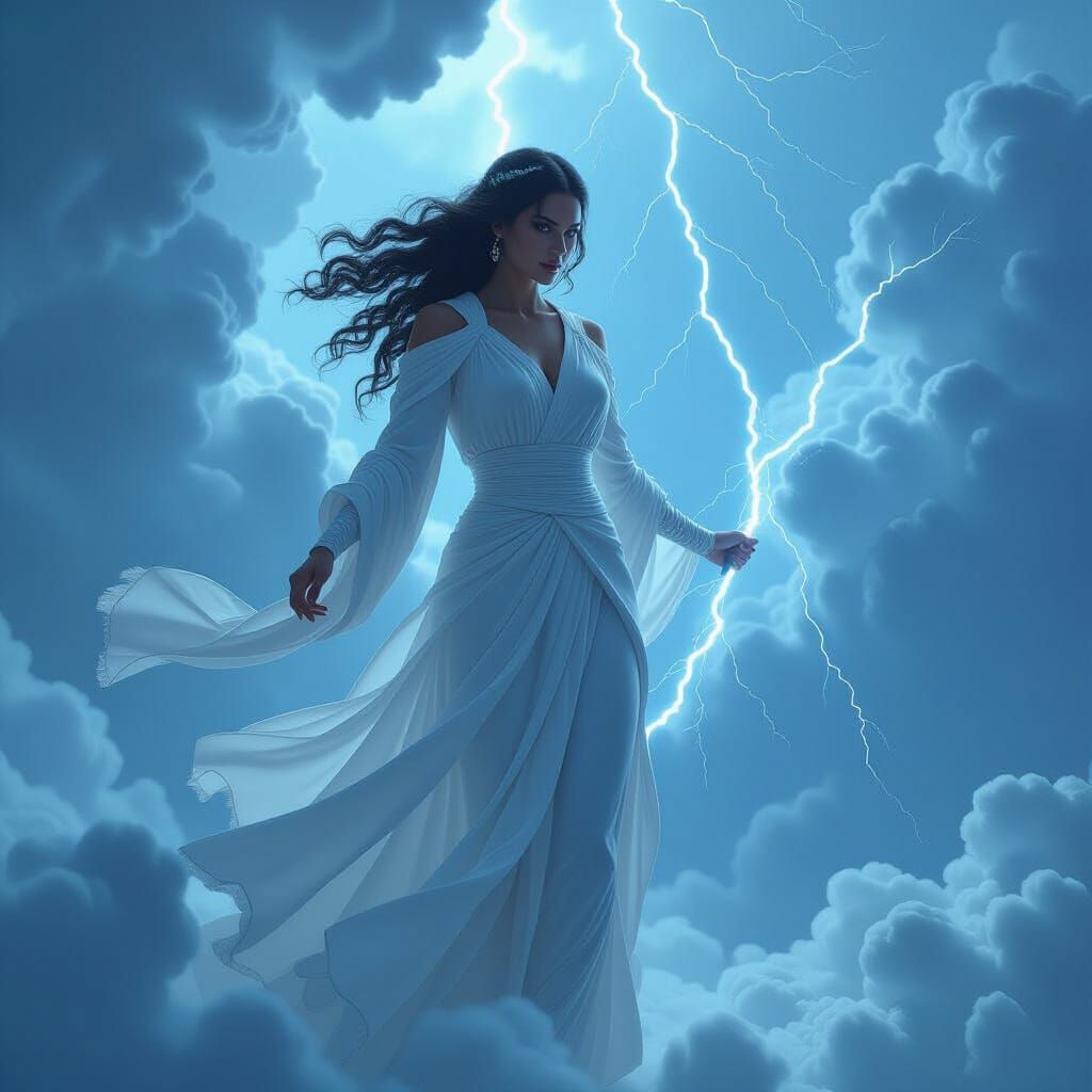 Goddess of Storms in Photorealistic Style