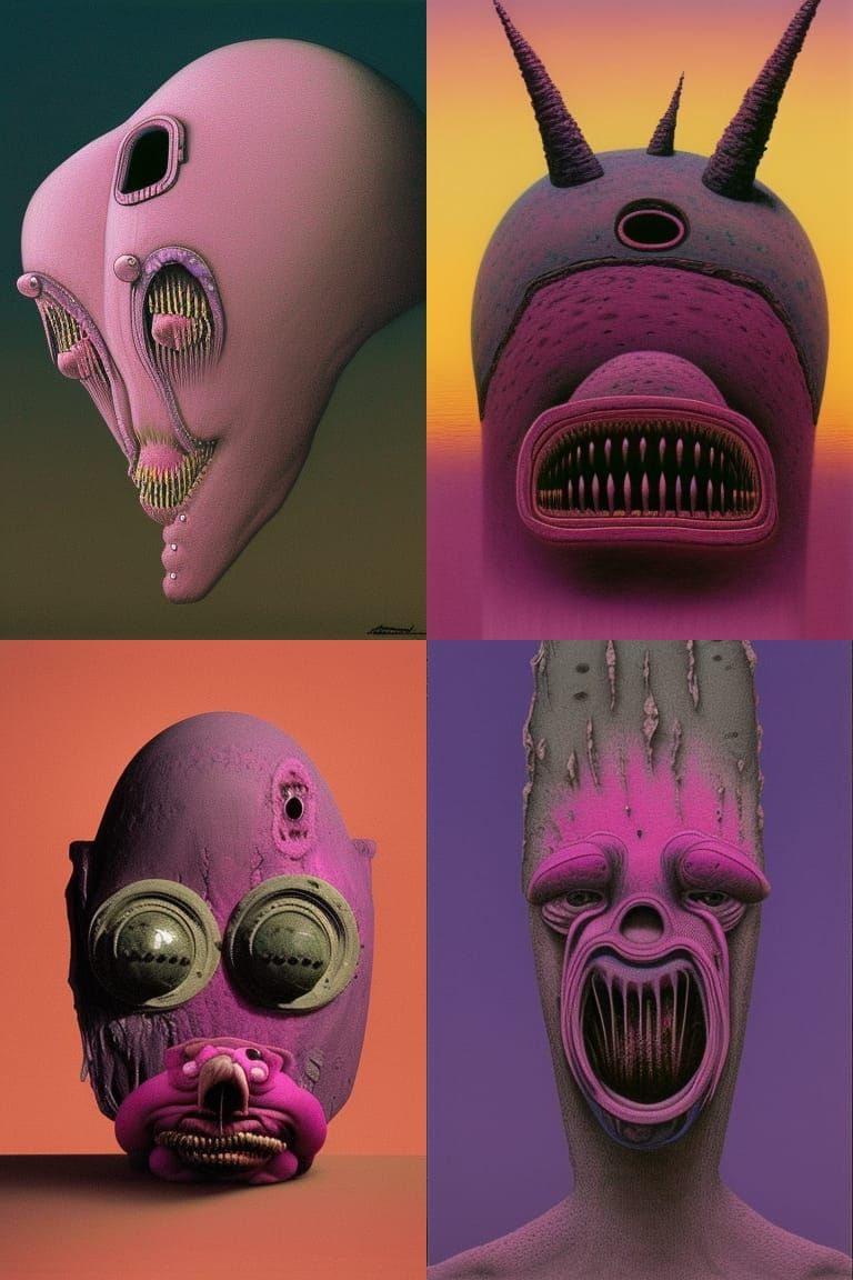 Surreal Creature with Mutated Fish Mask in 8k