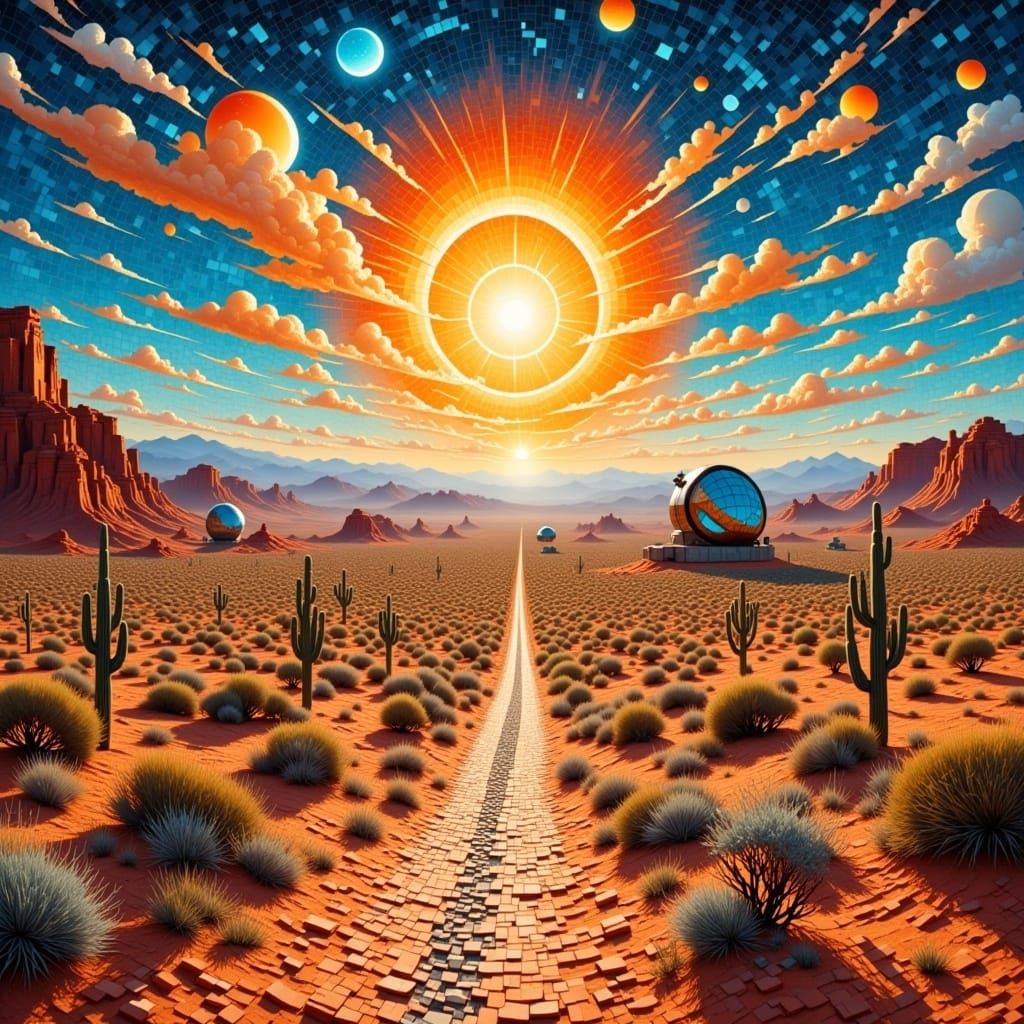 Desert Observatory with Tiled Sun