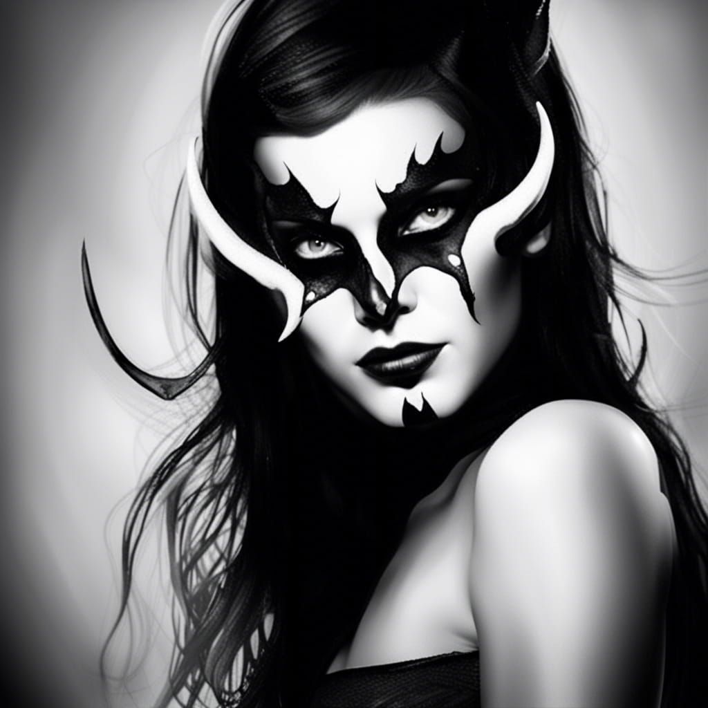 Intricately Detailed Hyperrealistic She Devil Portrait