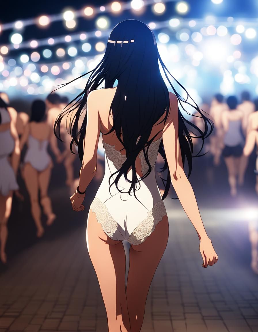 Anime Style: Woman at Night Dance Party