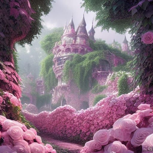 Rose-Covered Castle in Enchanted Forest