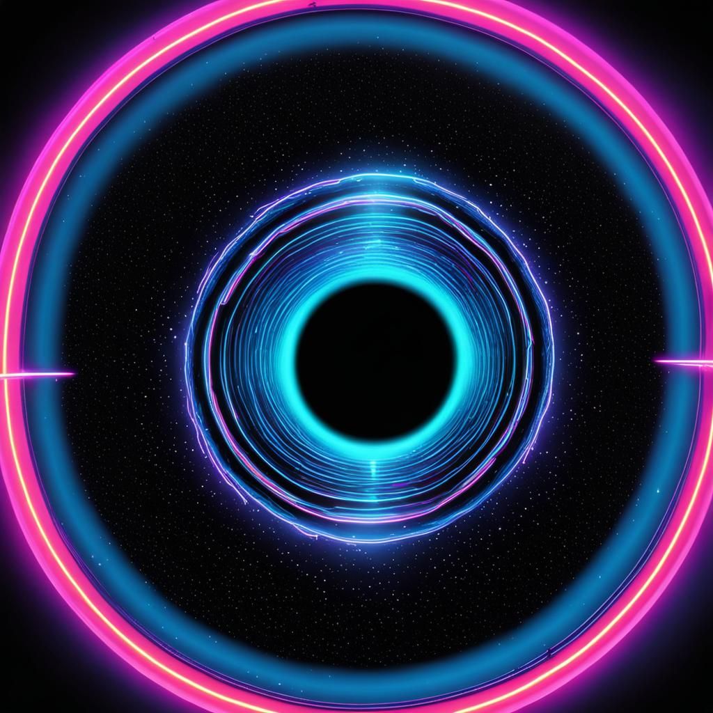 Synthwave Black Hole with Neon Light