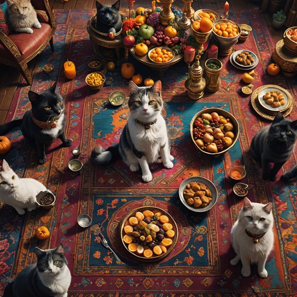 Cat and Dog Share a Lavish Feast