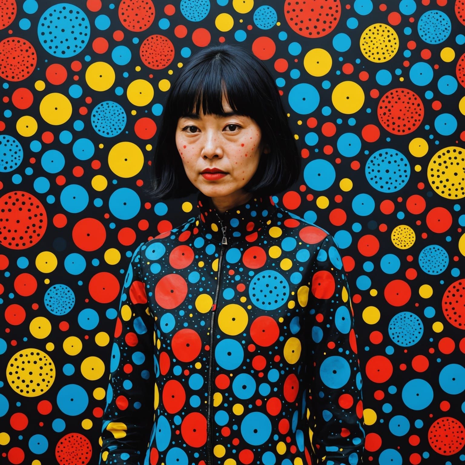 Dark Surrealist Art Piece Inspired by Yayoi Kusama's Style
