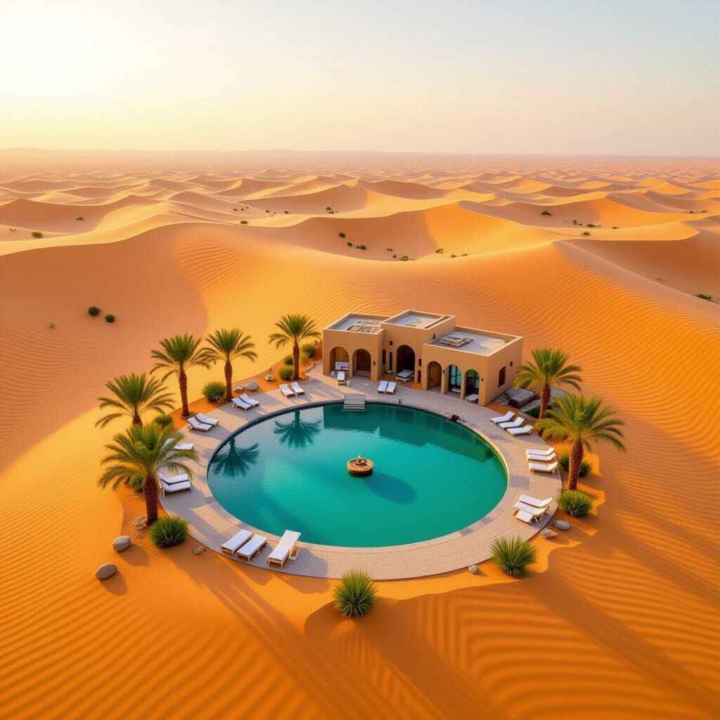 Tiny Desert Oasis with Lush Greenery