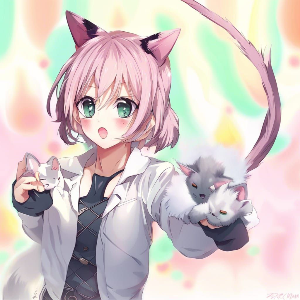 Anime Girl with Cat Features
