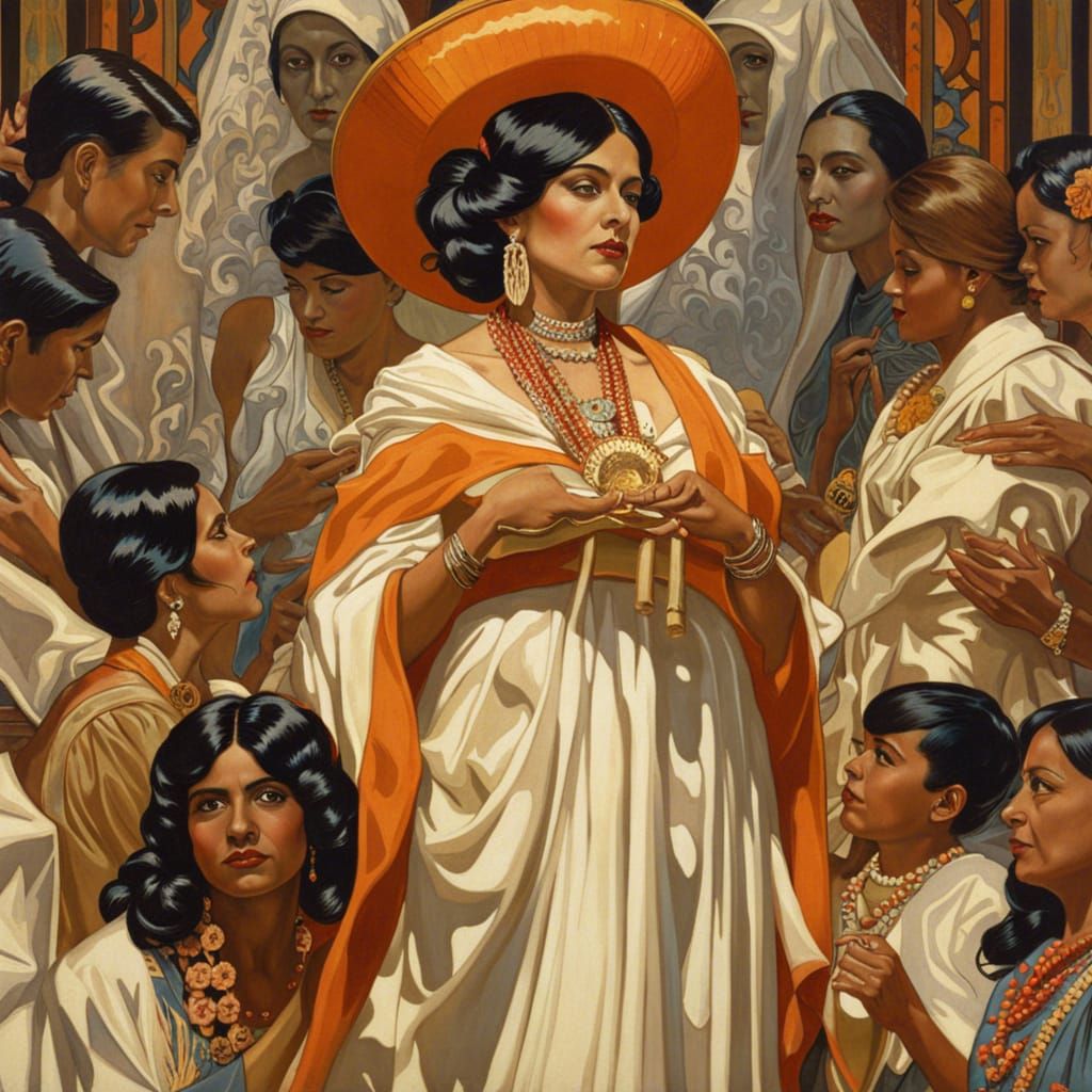 Dia de Muertos Celebration in Leyendecker Style
