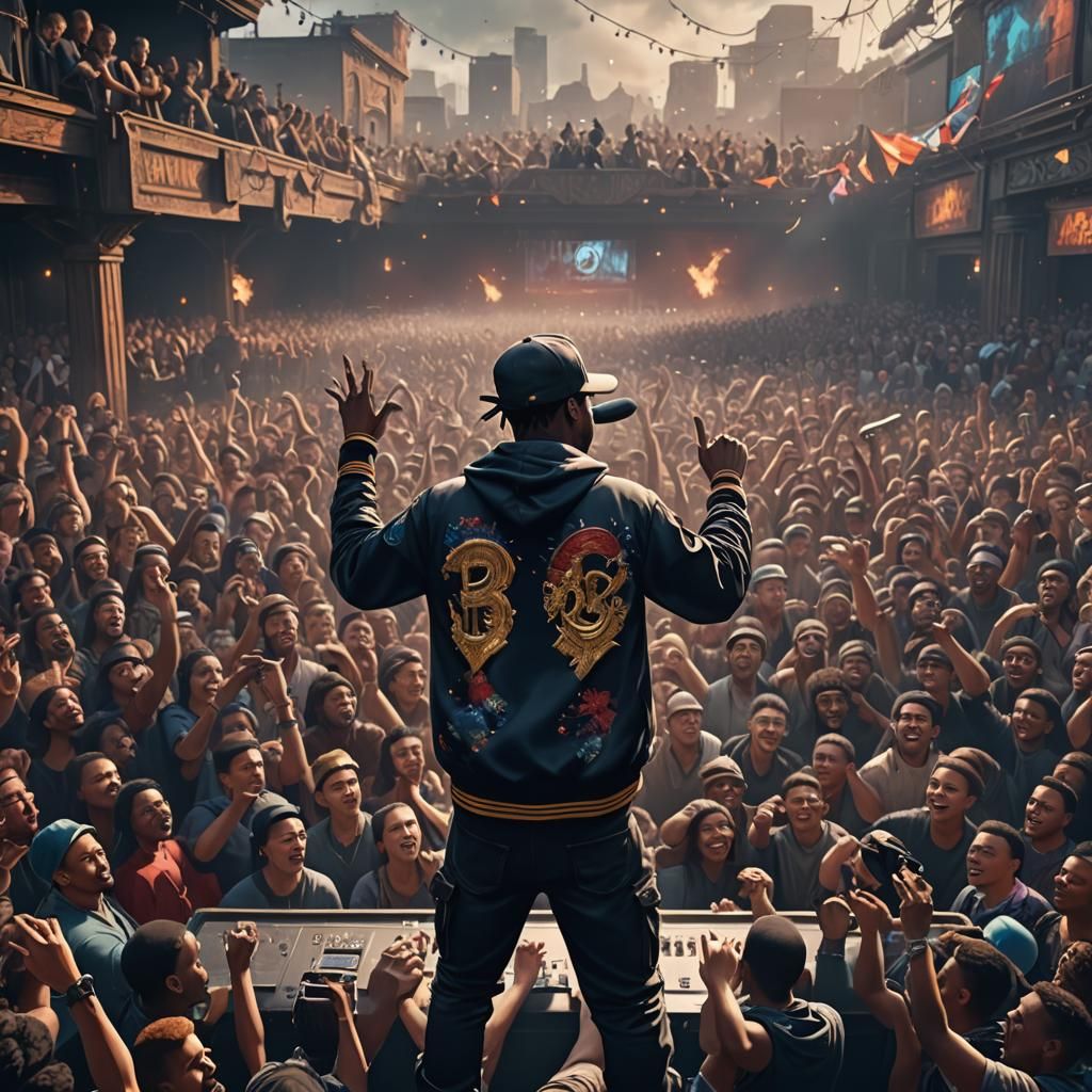 Rap Singer Live on Stage in Concert