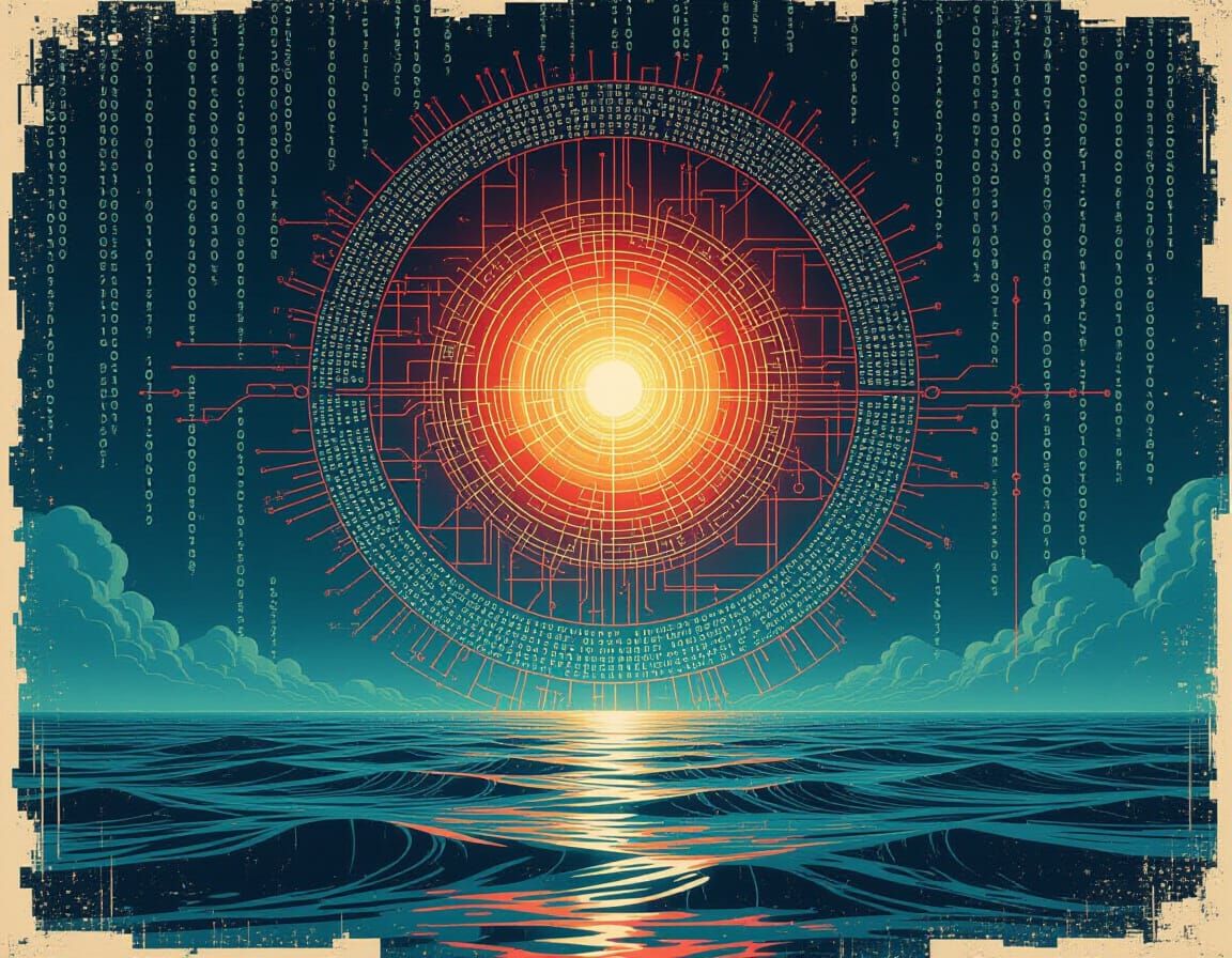 Teslapunk Portrait in Glitchcore Circuit Diagram