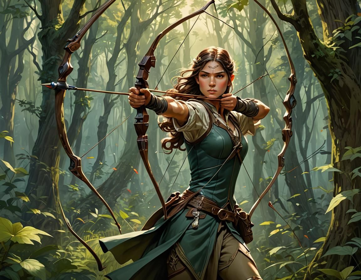 Archer in Fantasy Forest Digital Painting