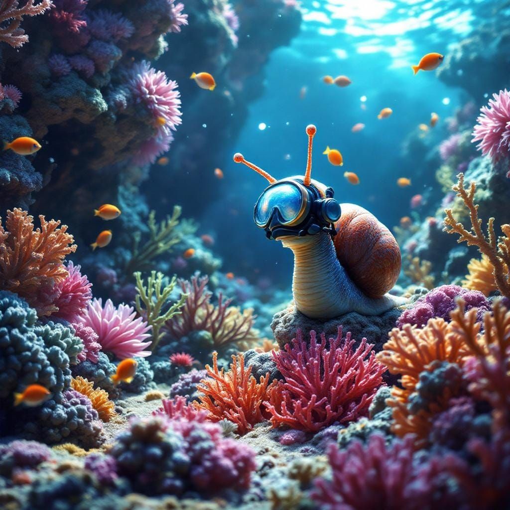 Scuba Snail Explores Vibrant Coral Reef