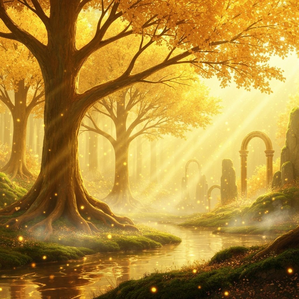 Golden Fantastical Forest of Light