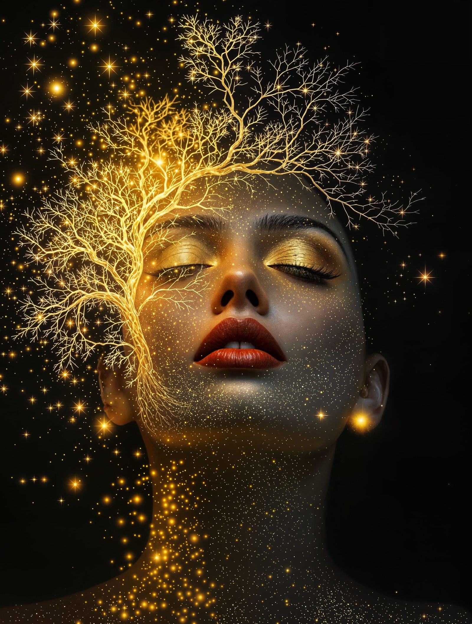 Surreal Goddess of Golden Radiance