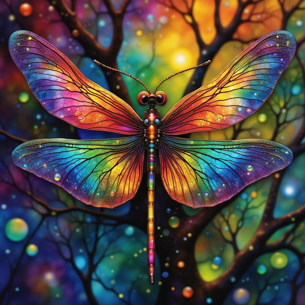 Iridescent Dragonfly in Vibrant Colors