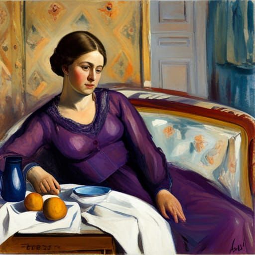 Woman in Purple: Classic Portraiture Style