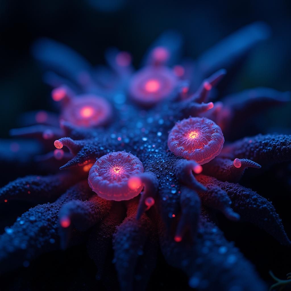 Bioluminescent Chemosynthetic Ecosystem in Darkness