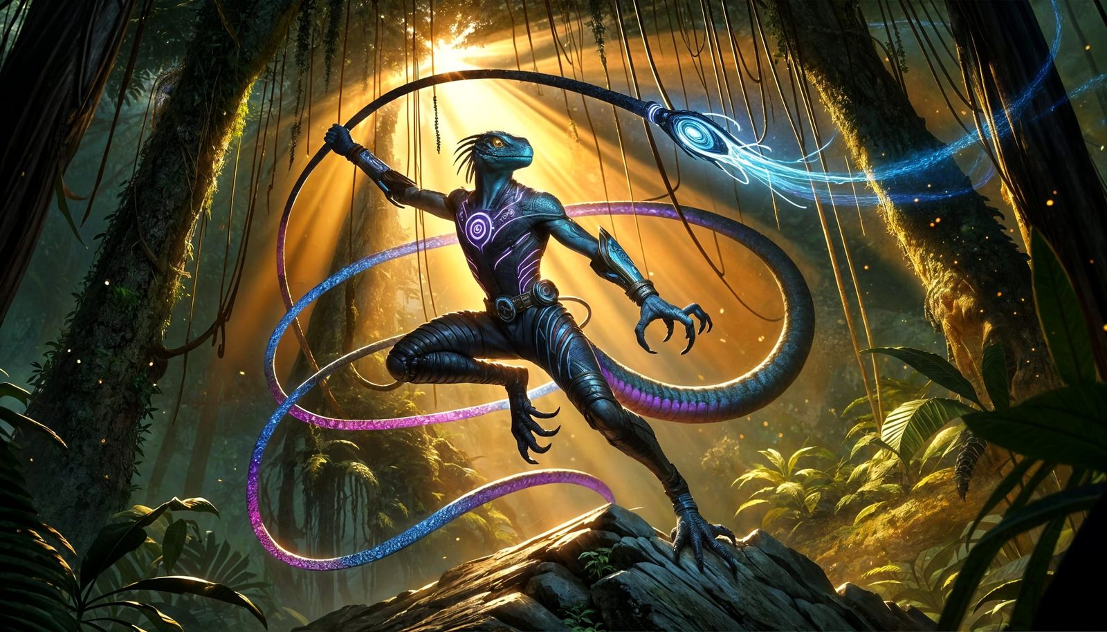 Iridescent Lizard Assassin Ready to Strike