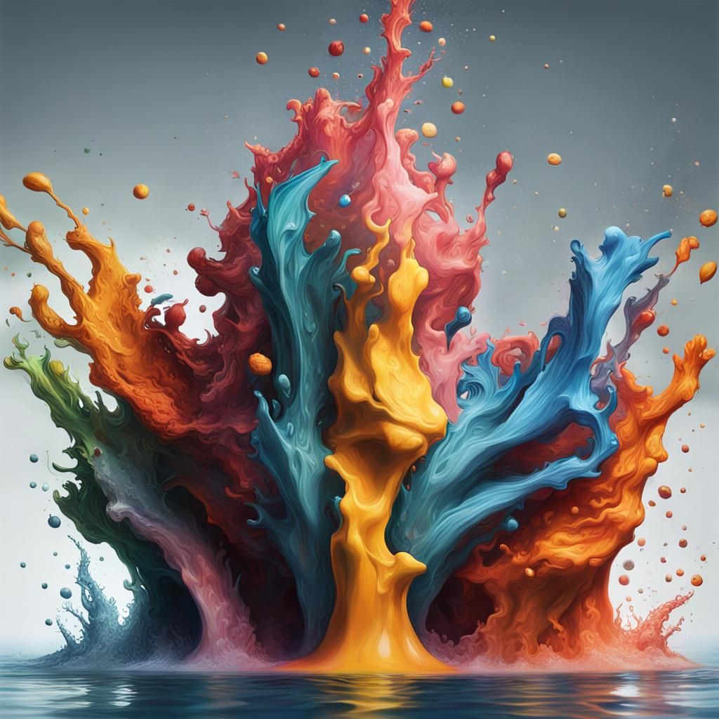 Balancing the Four Elements: Hyperrealistic Splash Art