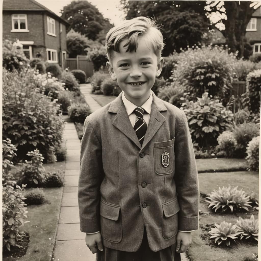 Boy in 1950s School Uniform Portrait