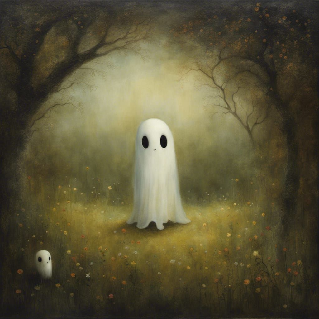 Cute lonely ghost in august
