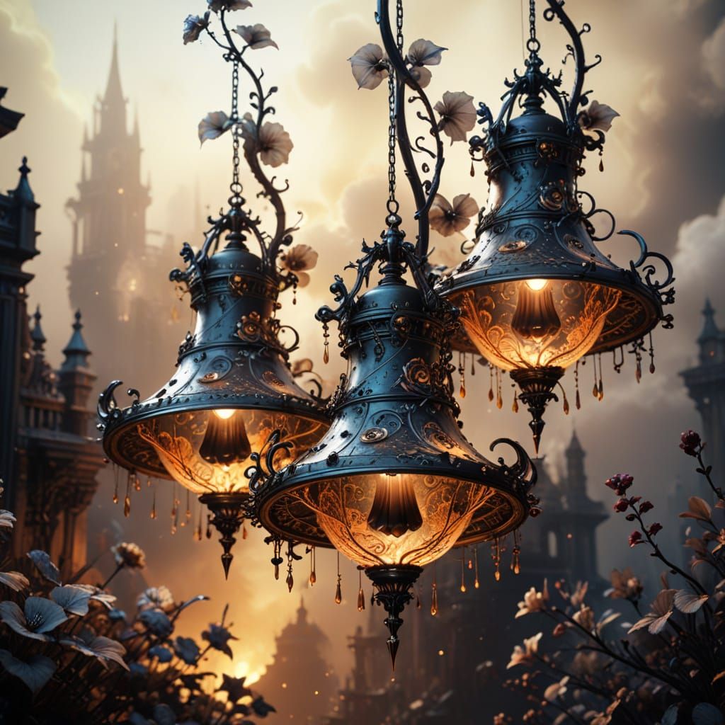 Luxurious Art Deco Still Life with Enchanted Floral Bells