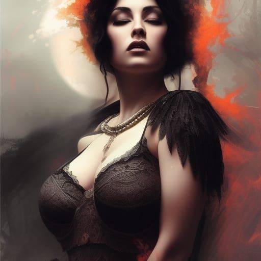 Gothic Woman Meditating: Hyperdetailed Ink Art