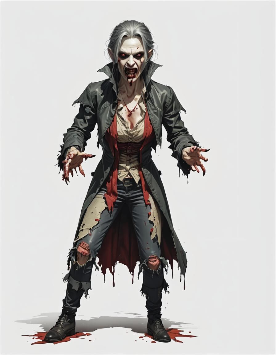 Eerie Female Vampire with Torn Clothes