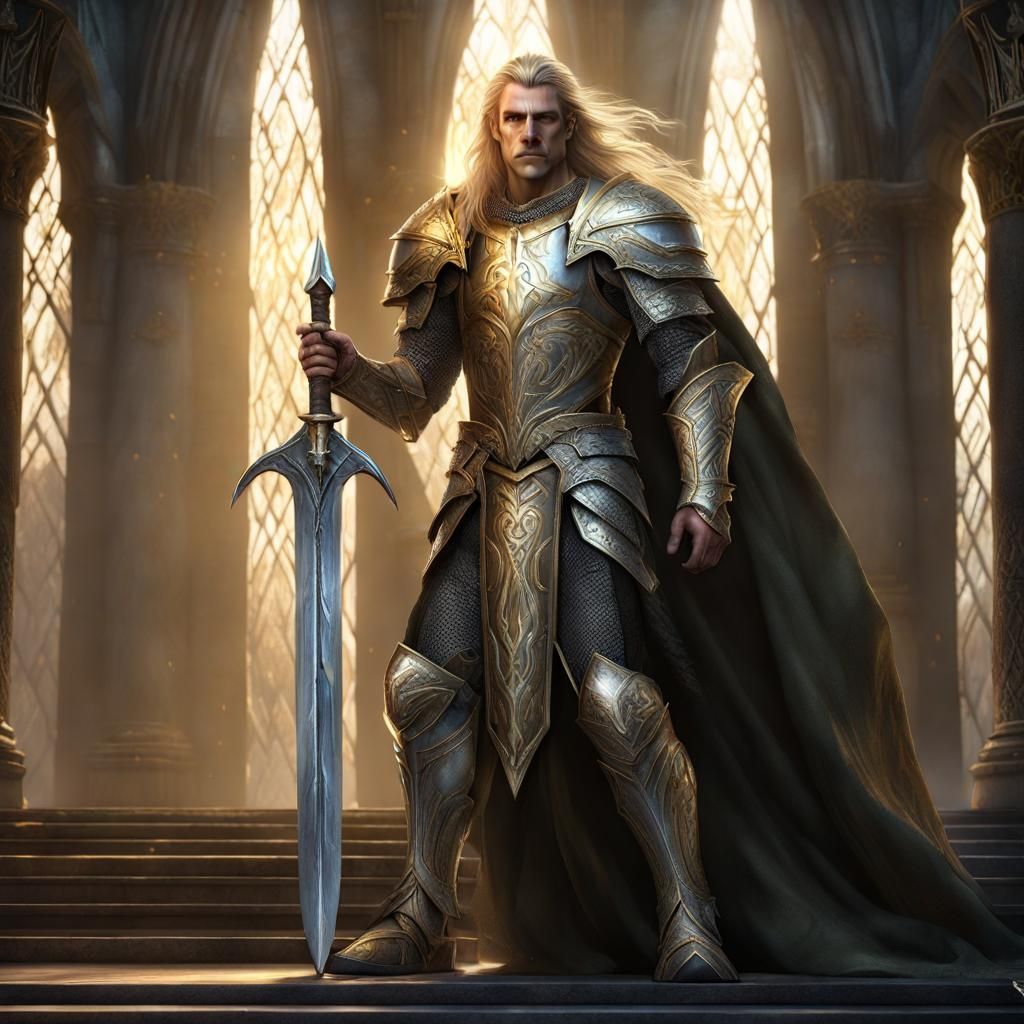 Elven Paladin in Holy Armor Concept Art