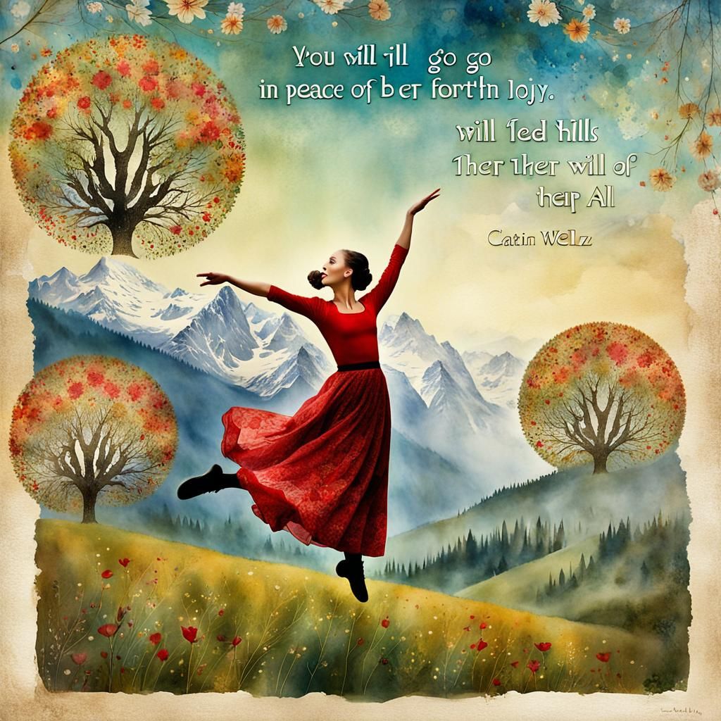 Joyful Nature Scene in Watercolor Style