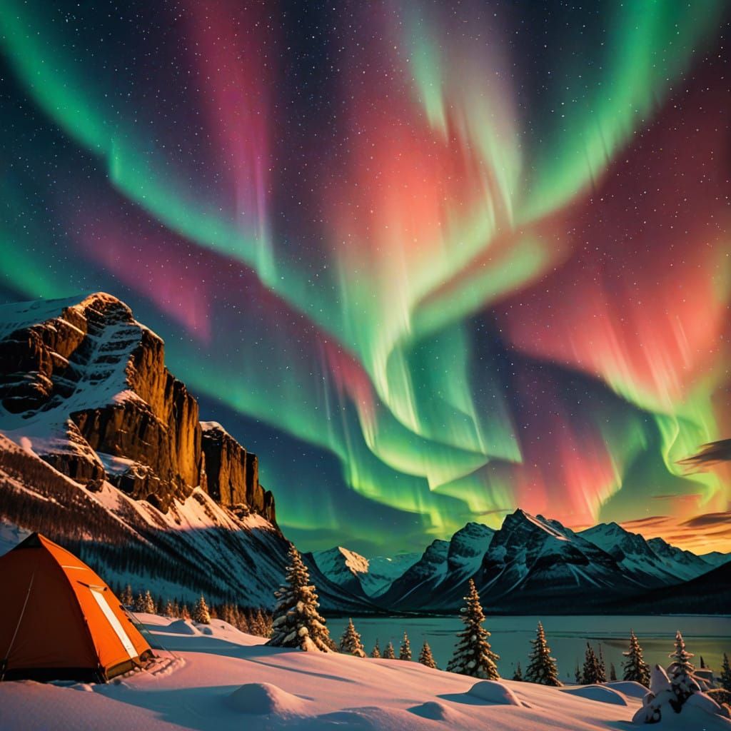 Northern Lights Aurora Borealis in Vibrant Colors
