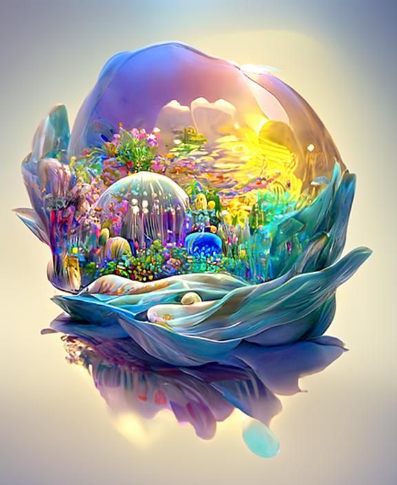 Luminescent Underwater Ecosystem Inside a Shell