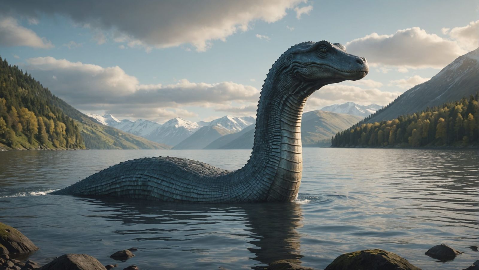 Loch Ness Monster - Photorealistic Loch Ness Monster in Soft...