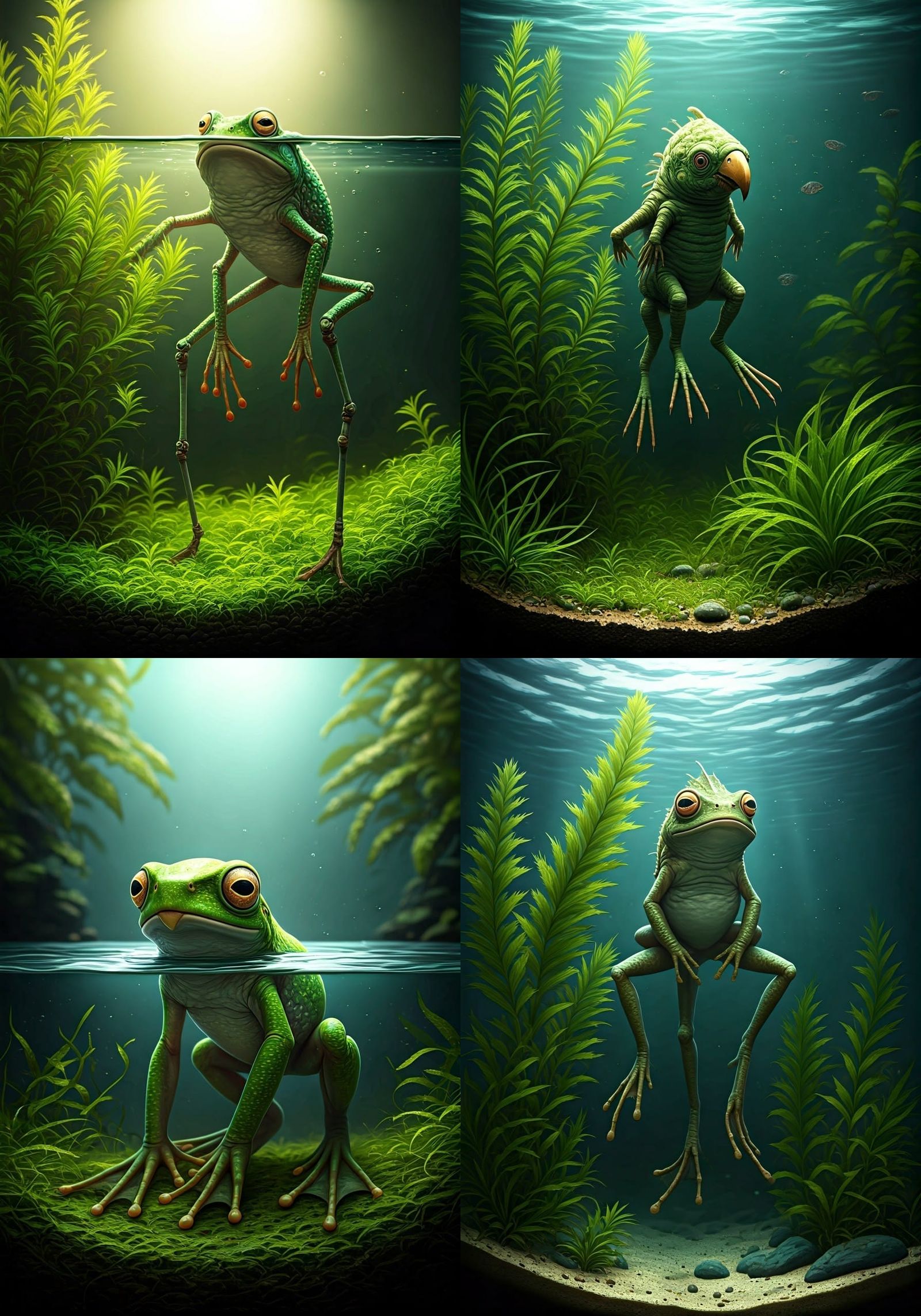 Frog-Like Alien Creature in Aquarium