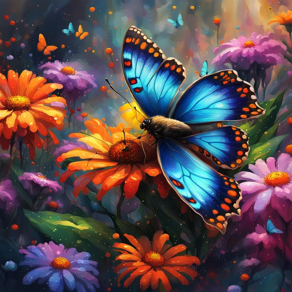 Butterfly on Flower: Detailed Speedpaint Art