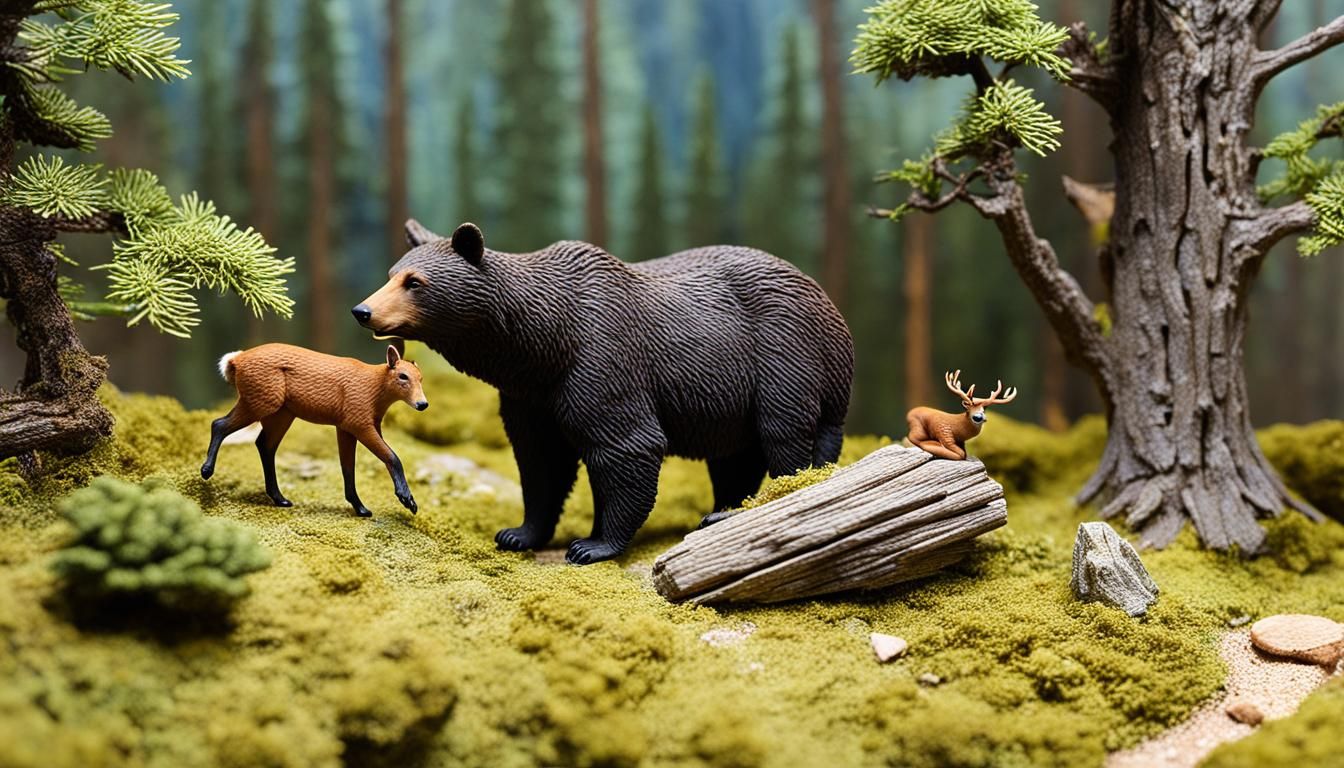 Realistic Landscape Diorama with Bear and Deer